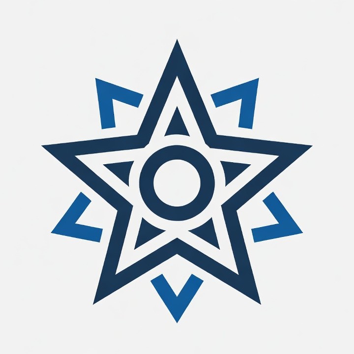 Blue Starburst Icon with Central Circle Blue Starburst Icon with Central Circle