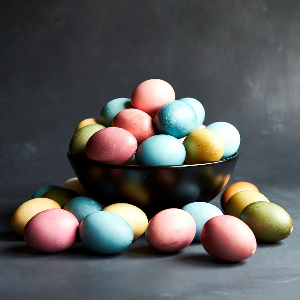 Colorful Easter Eggs in Black Bowl Colorful Easter Eggs in Black Bowl