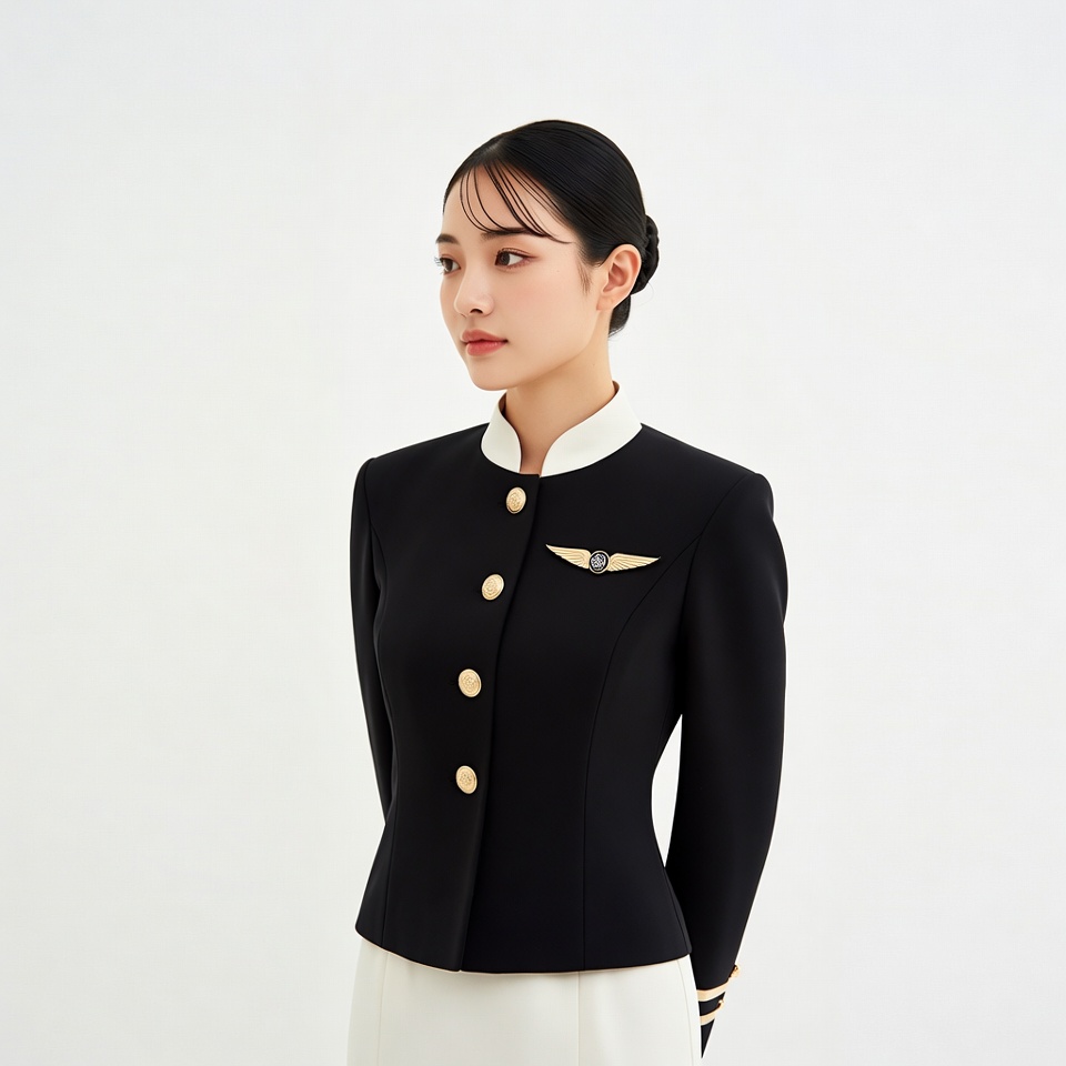 Asian woman in flight attendant uniform Asian woman in flight attendant uniform