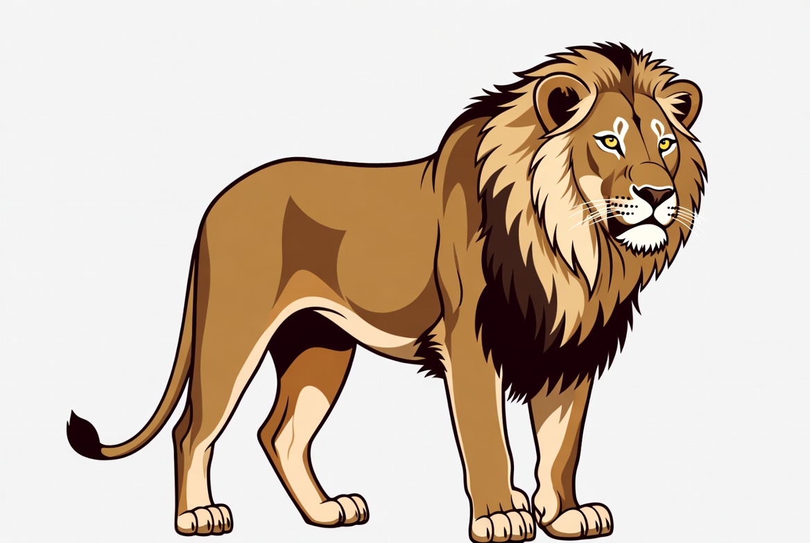 Cartoon Lion Standing on White Background Cartoon Lion Standing on White Background