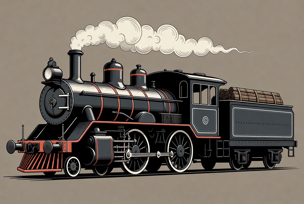 Vintage Steam Locomotive Illustration Vintage Steam Locomotive Illustration