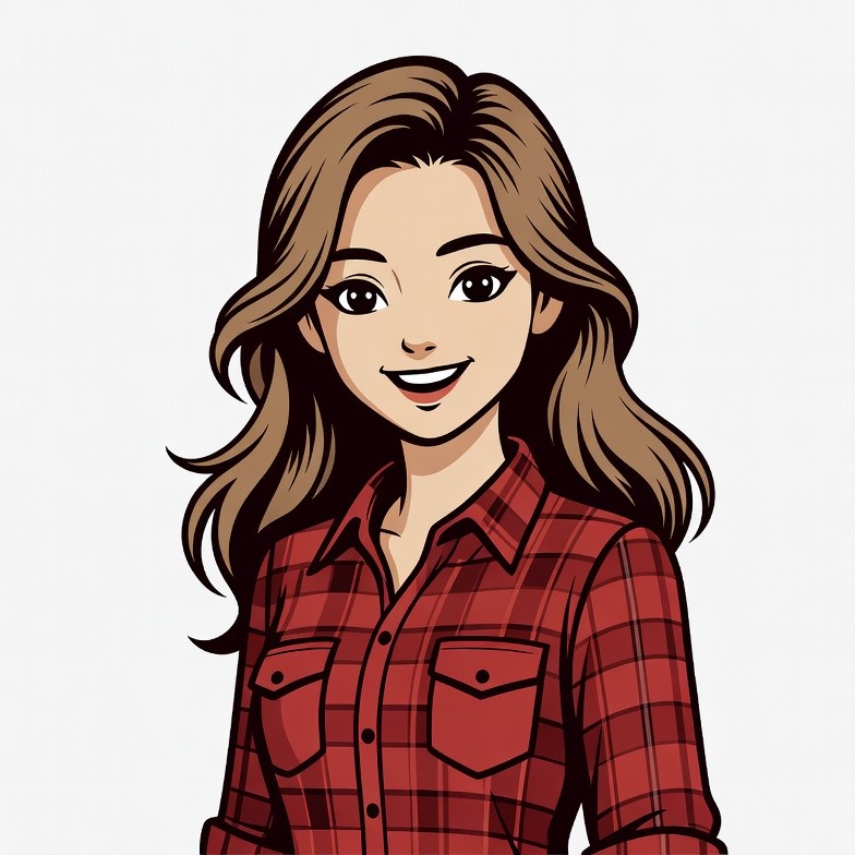 Anime girl in red plaid shirt Anime girl in red plaid shirt