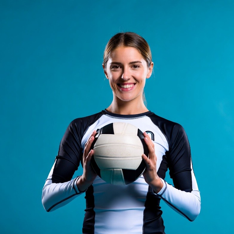 Woman holding volleyball Woman holding volleyball
