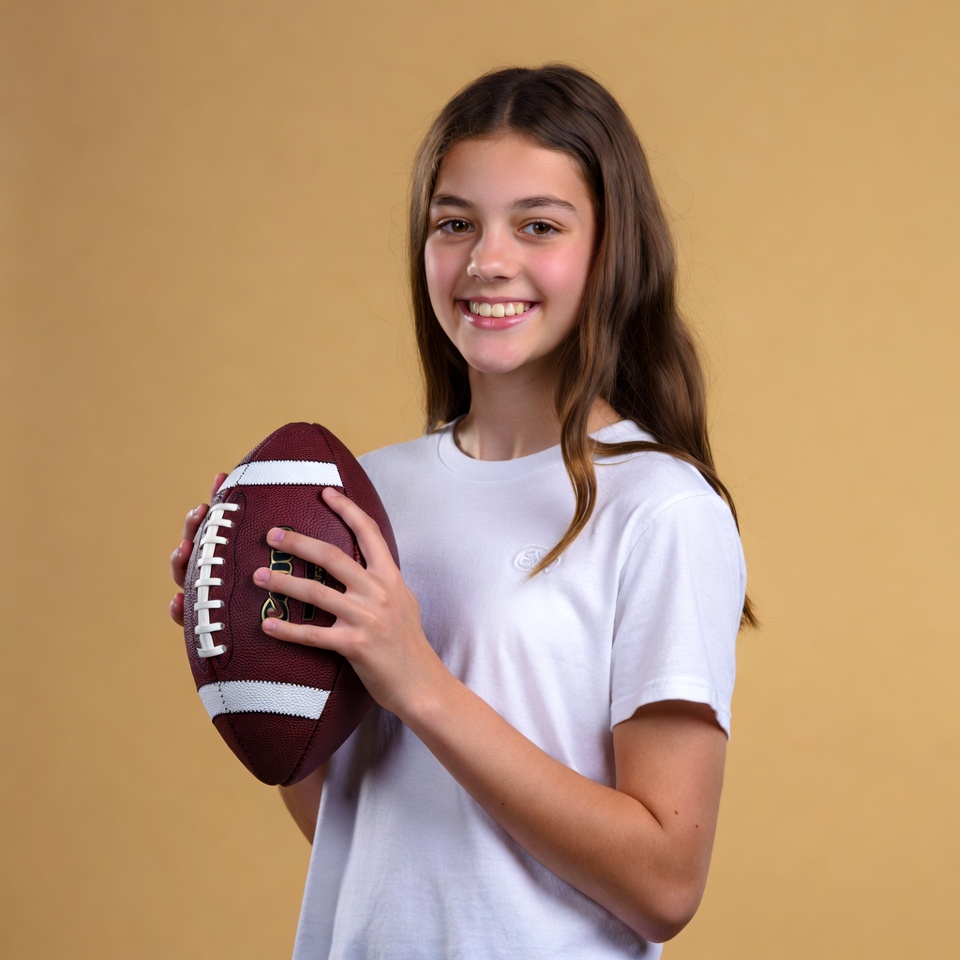 Girl holding football Girl holding football