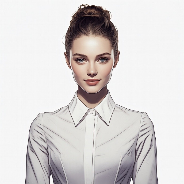 Beautiful woman in white collared shirt Beautiful woman in white collared shirt