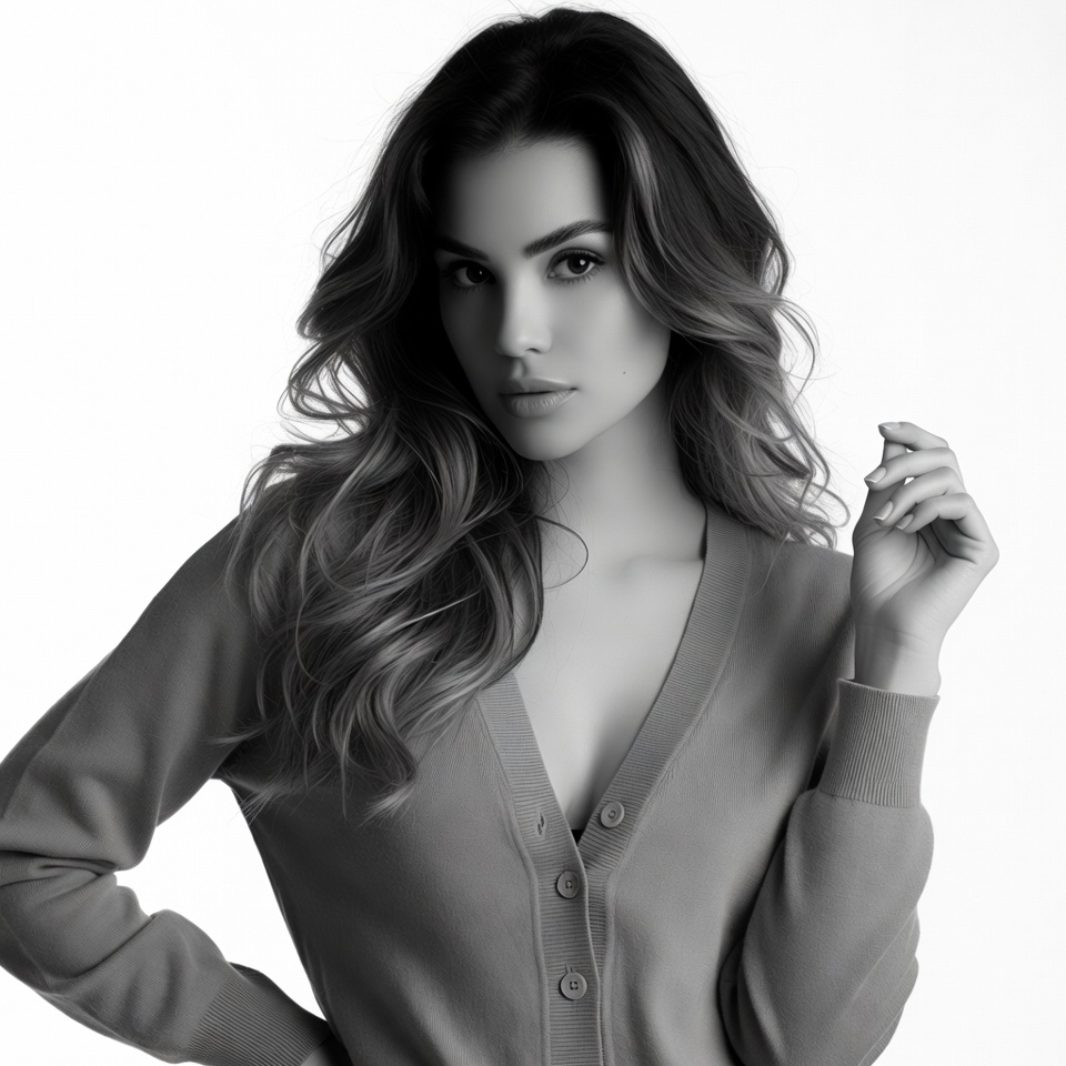 Beautiful woman in cardigan posing Beautiful woman in cardigan posing