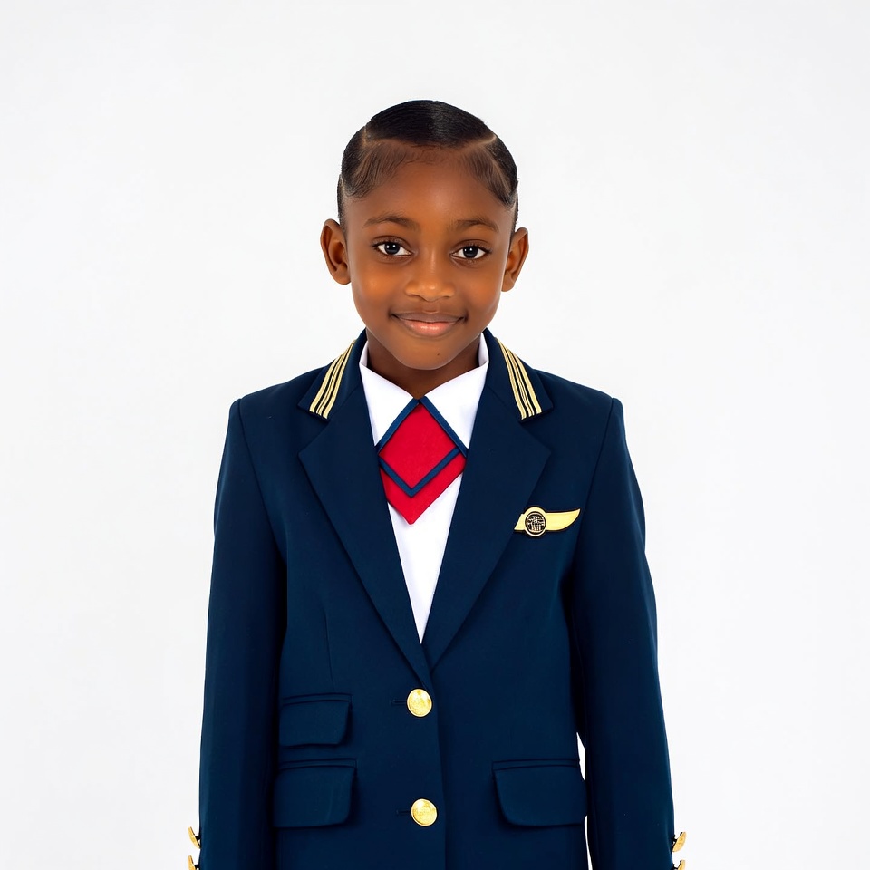 African boy in navy pilot uniform African boy in navy pilot uniform