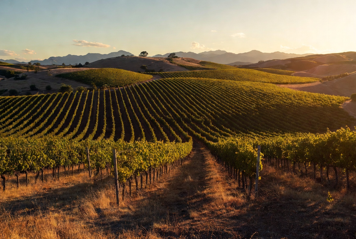 Vineyard Rows at Sunset Vineyard Rows at Sunset