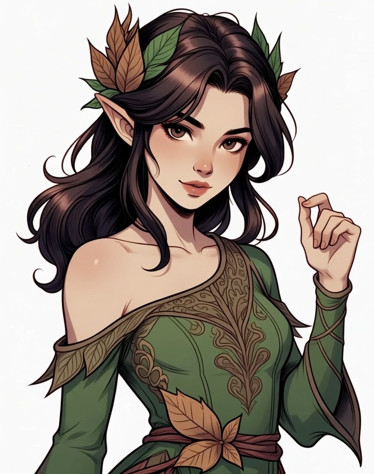 Beautiful elf woman with autumn leaves Beautiful elf woman with autumn leaves
