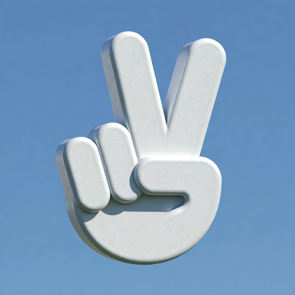 3D White Peace Sign on Blue Sky 3D White Peace Sign on Blue Sky