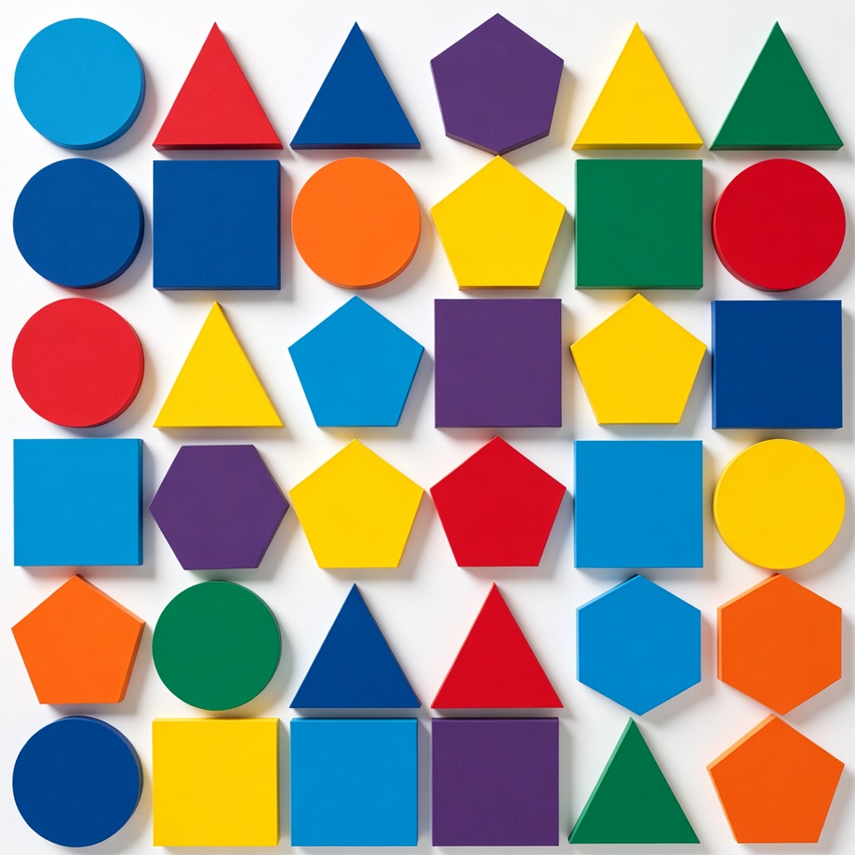 Colorful Wooden Shapes Grid Colorful Wooden Shapes Grid