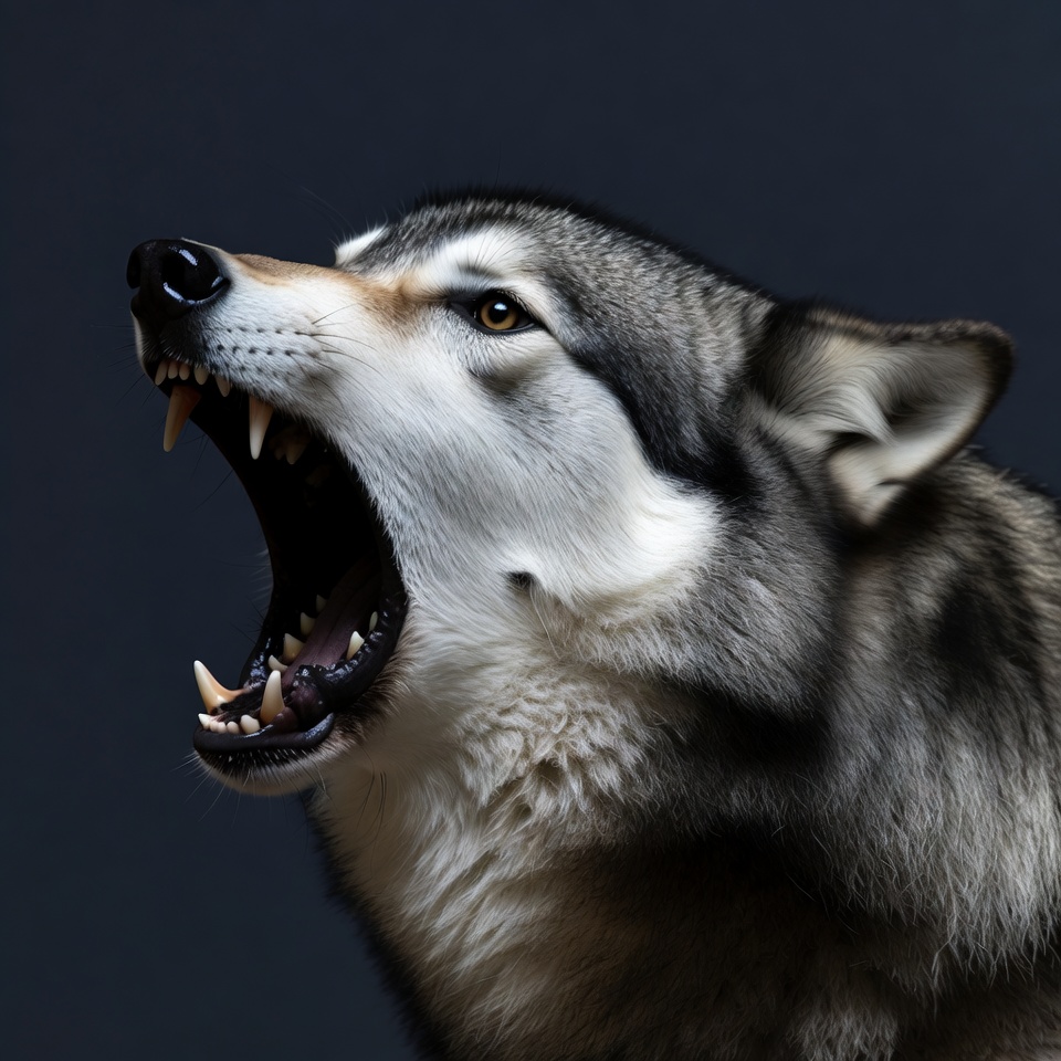 Howling Gray Wolf Closeup Howling Gray Wolf Closeup