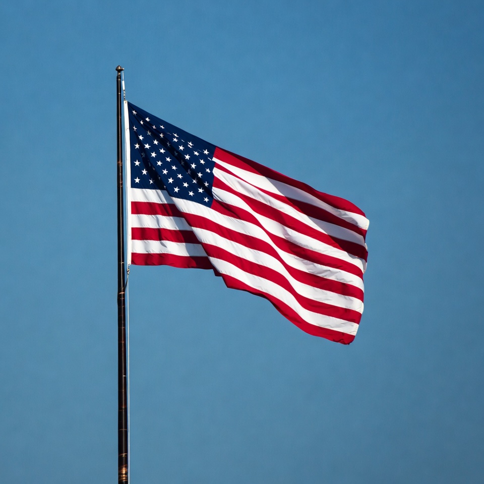 American flag waving on pole American flag waving on pole