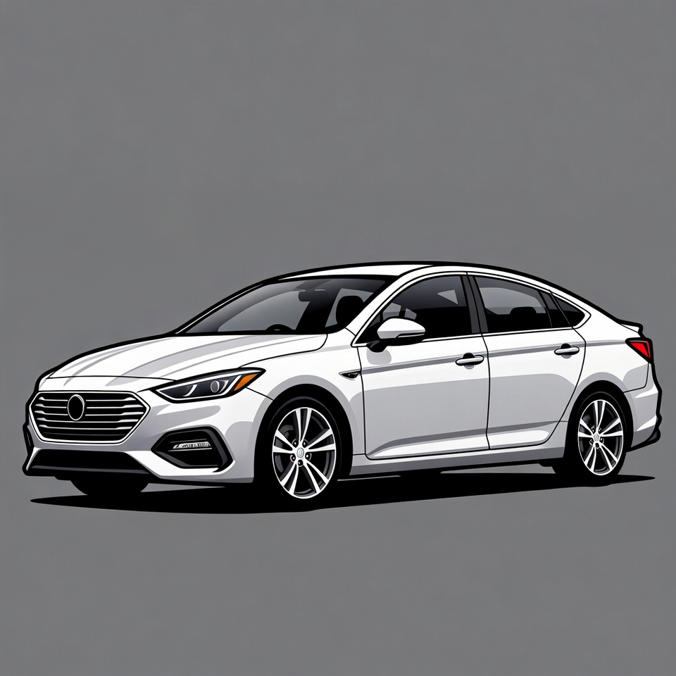 White Hyundai Sonata illustration White Hyundai Sonata illustration