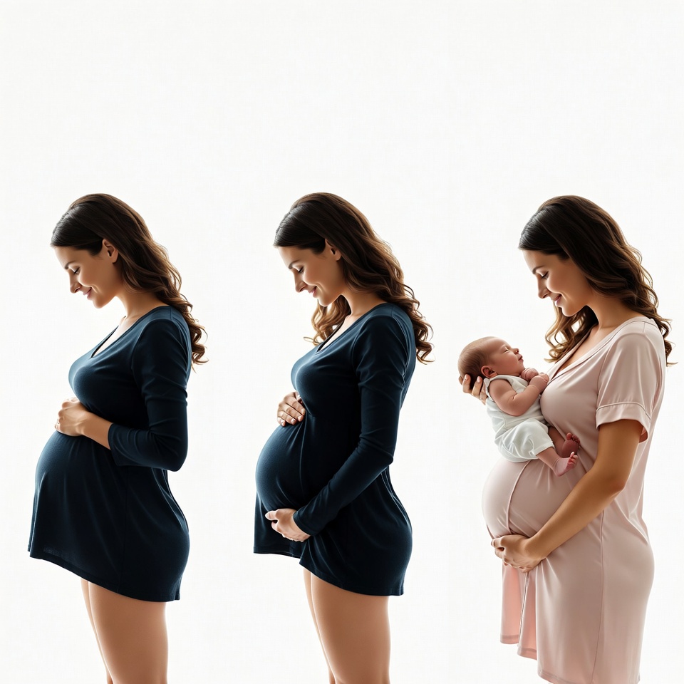 Pregnant Woman Progression to Holding Newborn Pregnant Woman Progression to Holding Newborn