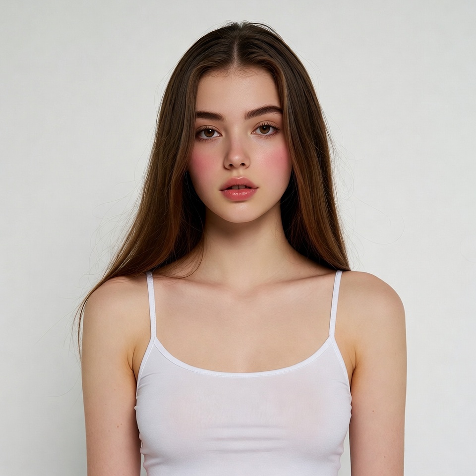 Young woman in white camisole Young woman in white camisole