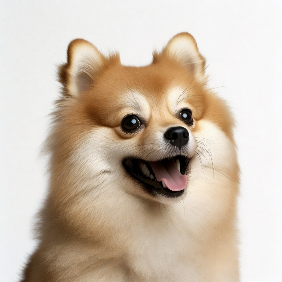 Smiling Pomeranian dog on white background Smiling Pomeranian dog on white background