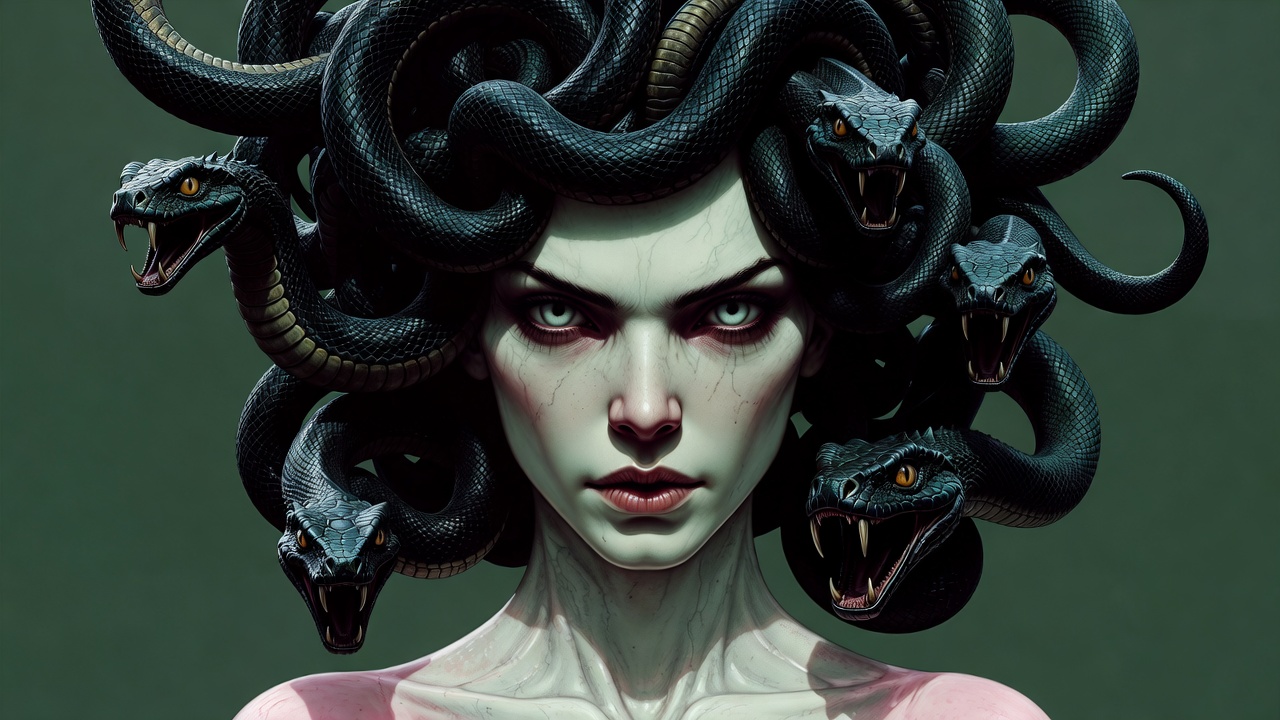 Medusa with snakes in hair Medusa with snakes in hair
