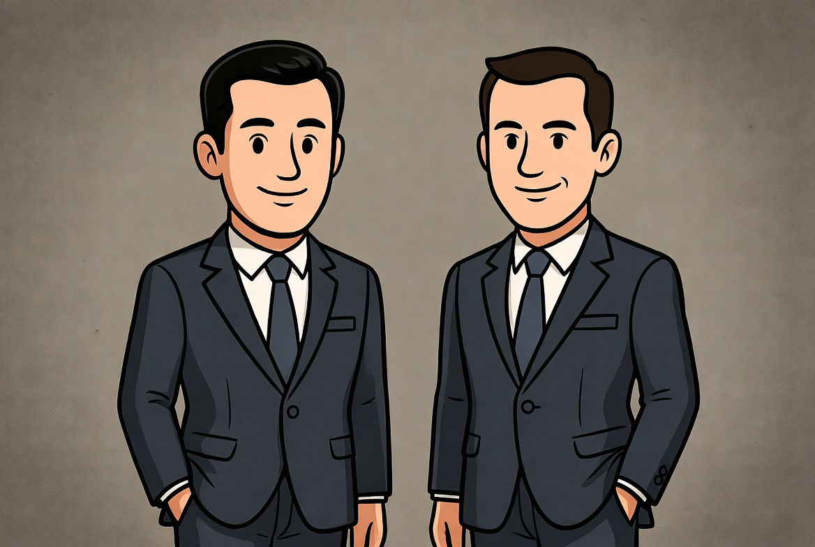 Two cartoon businessmen in suits Two cartoon businessmen in suits