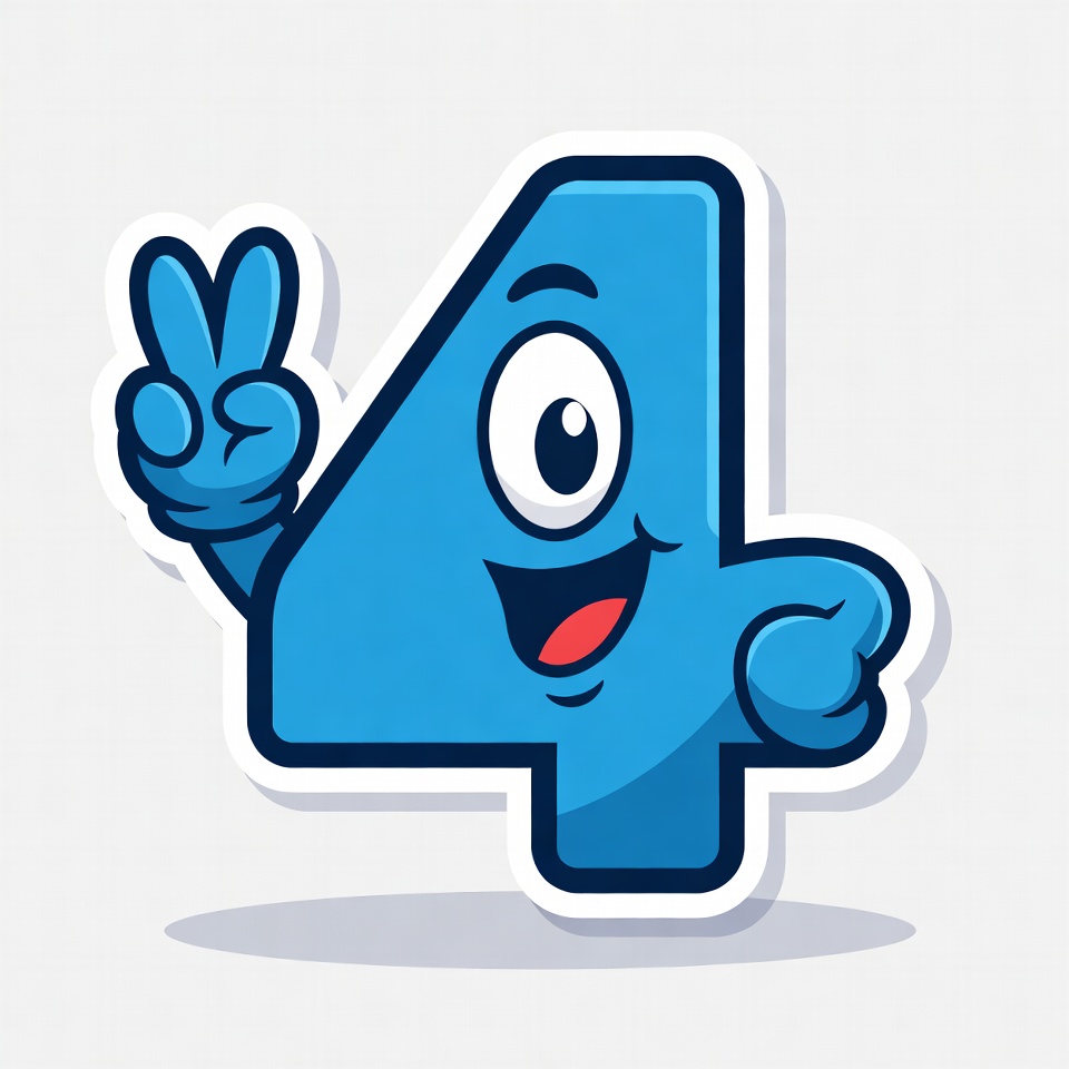 Cartoon Number 4 Peace Sign Cartoon Number 4 Peace Sign