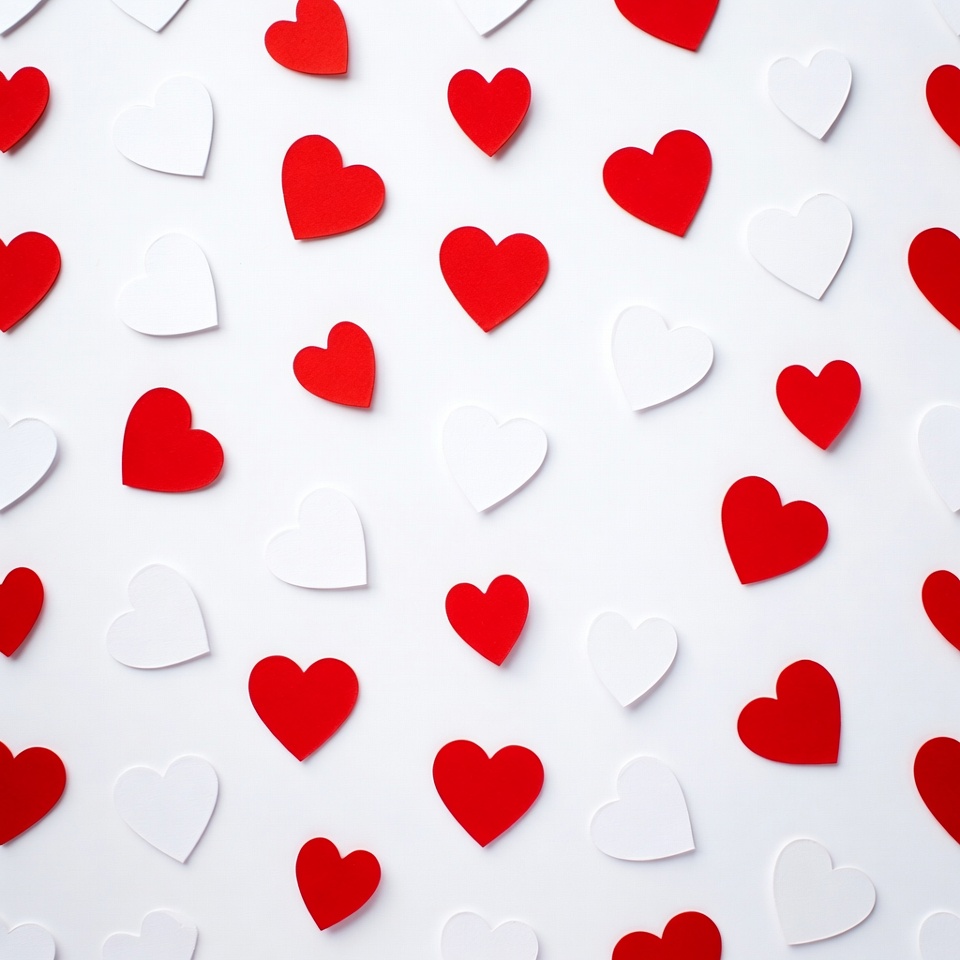 Red and White Hearts on White Background Red and White Hearts on White Background