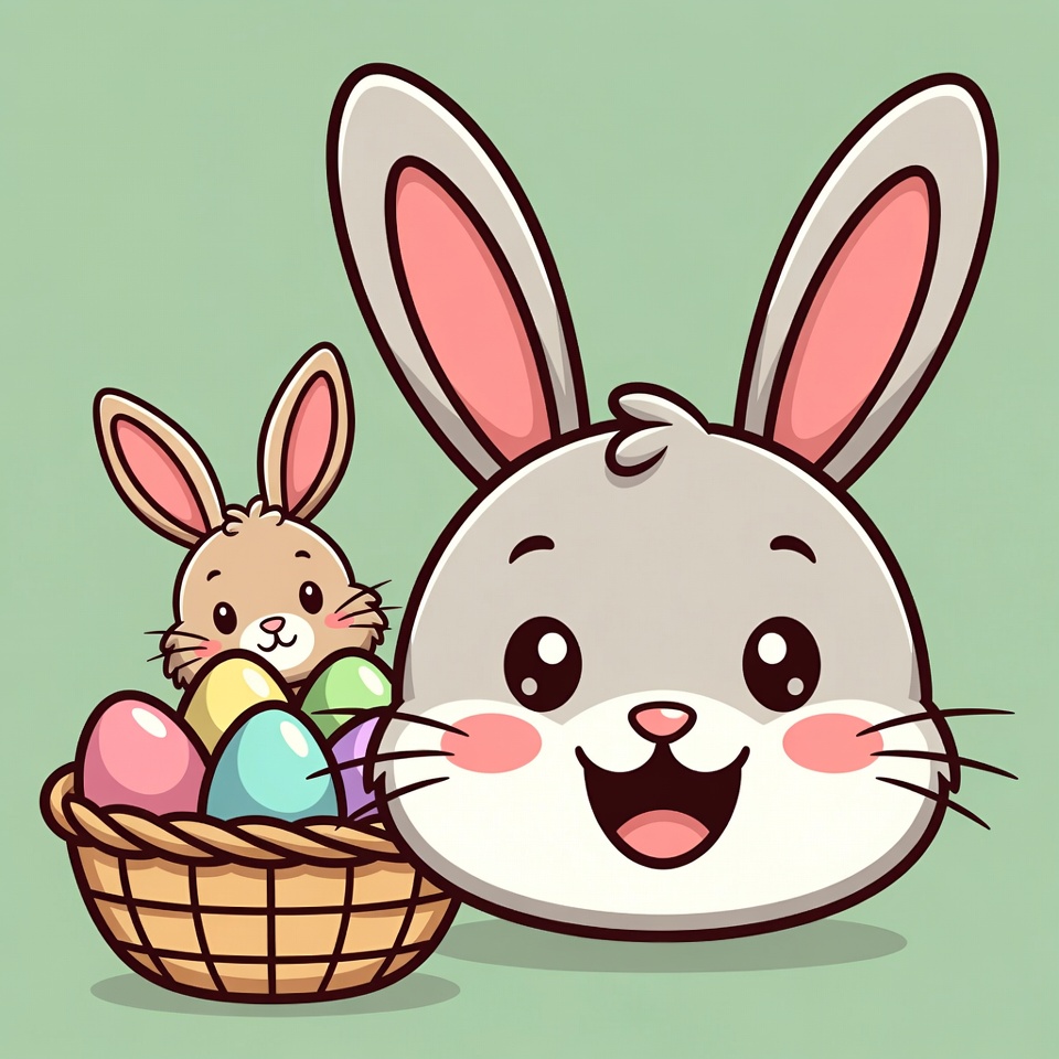 Cute Bunny with Easter Basket Cute Bunny with Easter Basket