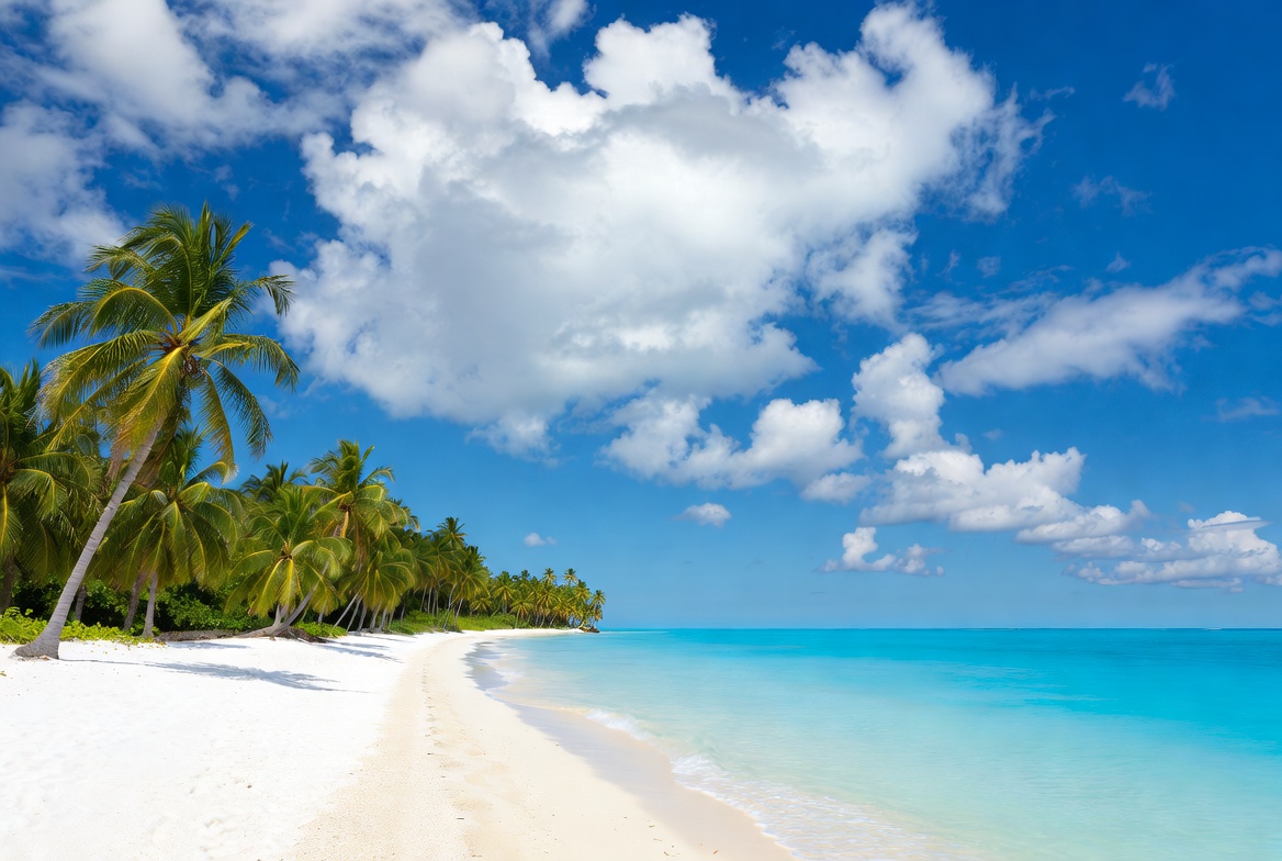 Tropical beach with palm trees Tropical beach with palm trees