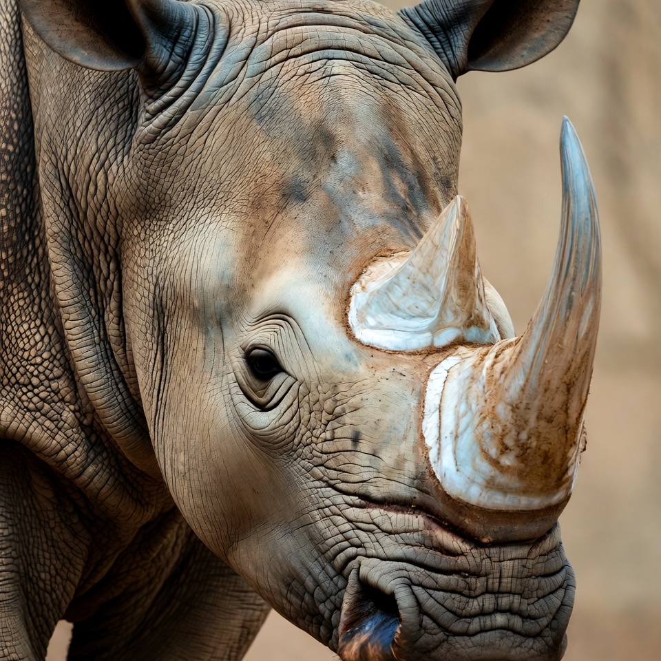 Close-up of white rhinoceros head Close-up of white rhinoceros head