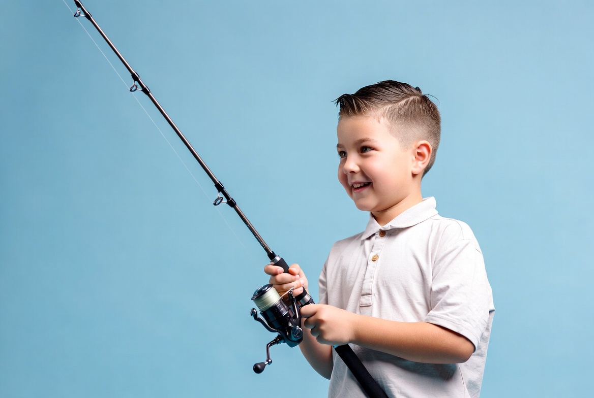 Boy holding fishing rod Boy holding fishing rod