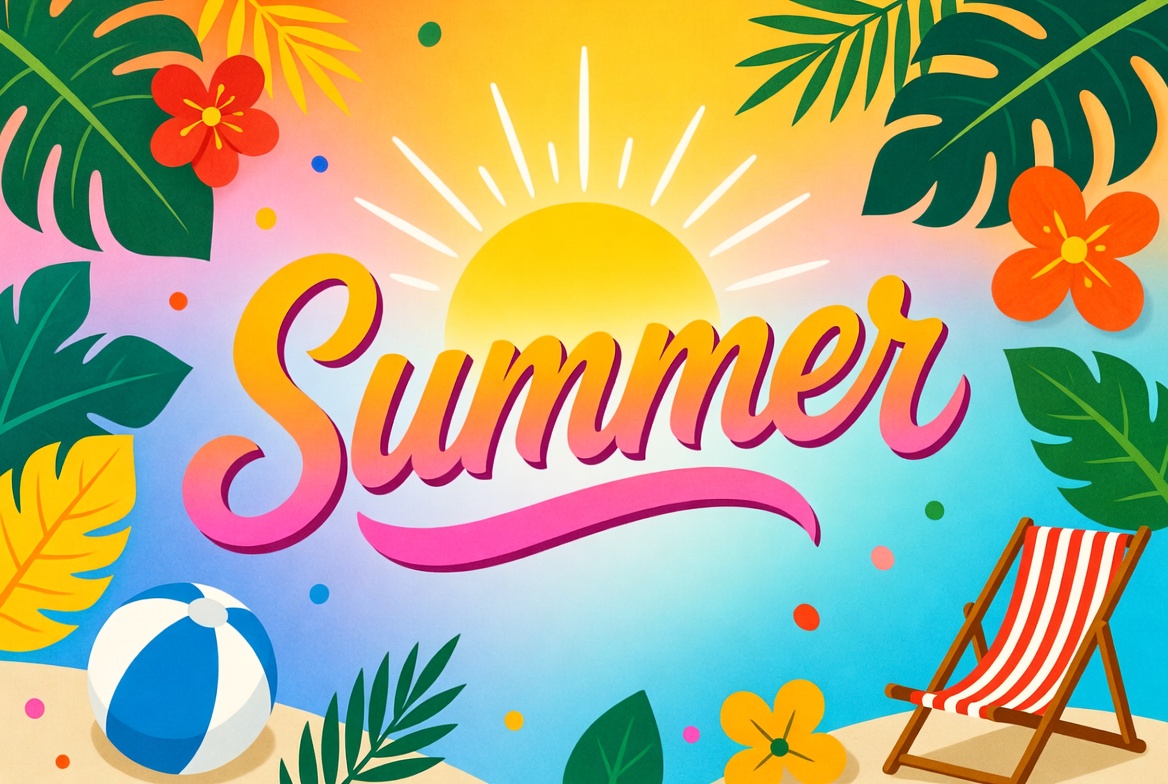 Vibrant Summer Illustration with Beach Chair Vibrant Summer Illustration with Beach Chair