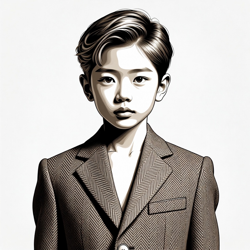 Asian boy in suit illustration Asian boy in suit illustration