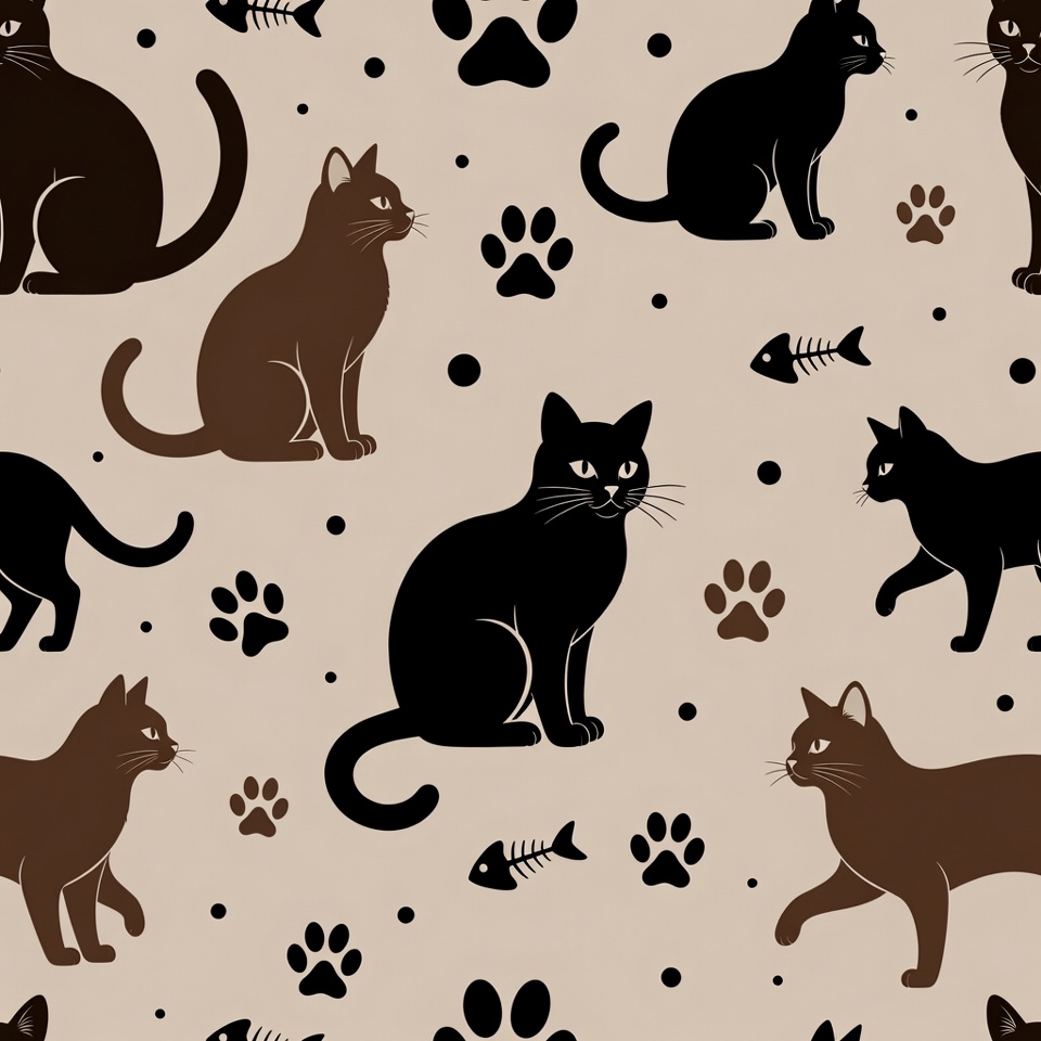 Black and Brown Cats Pattern Black and Brown Cats Pattern