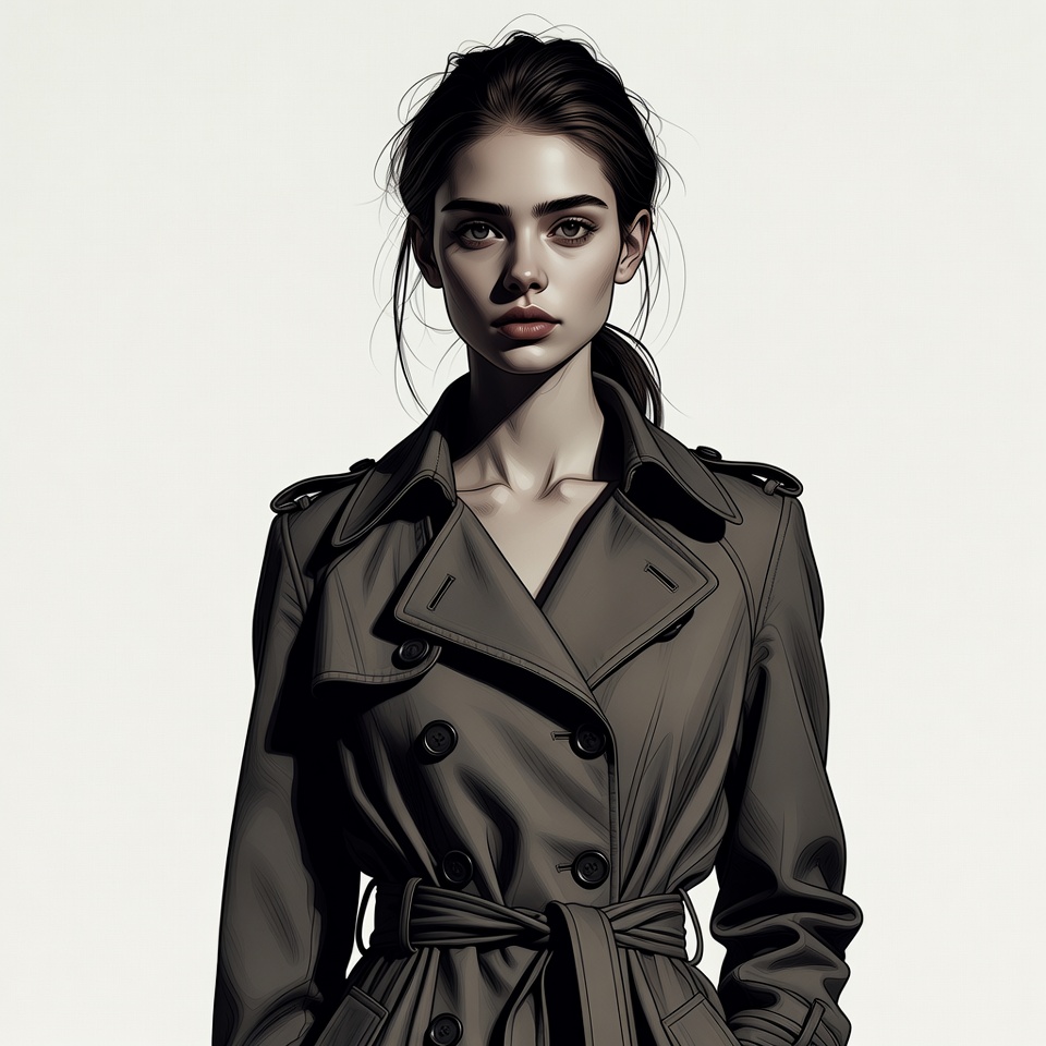 Woman in trench coat illustration Woman in trench coat illustration