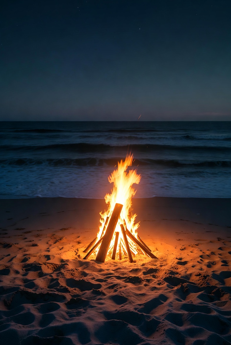 Beach Bonfire at Night Beach Bonfire at Night
