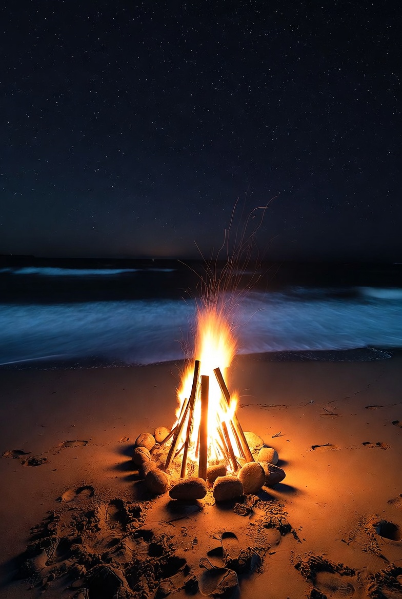 Beach Bonfire at Night Beach Bonfire at Night