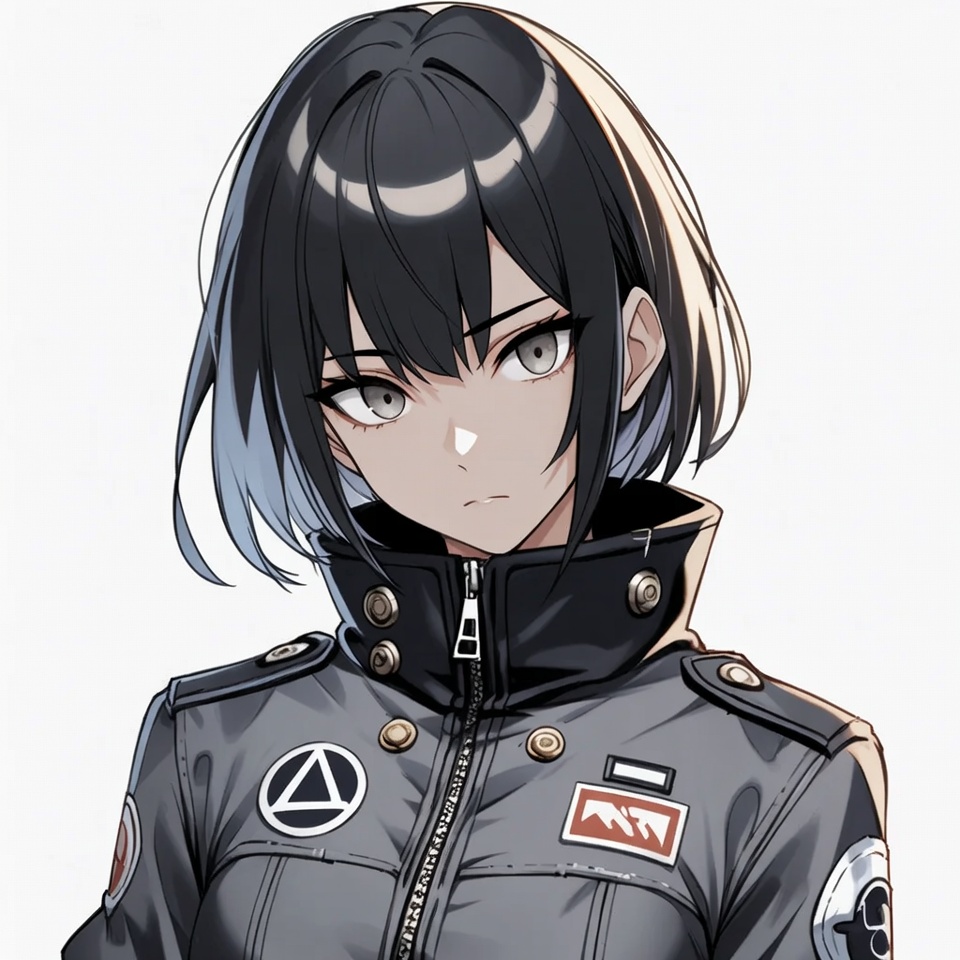 Anime girl in black jacket Anime girl in black jacket