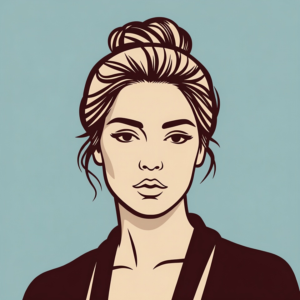 Woman with messy bun hairstyle Woman with messy bun hairstyle