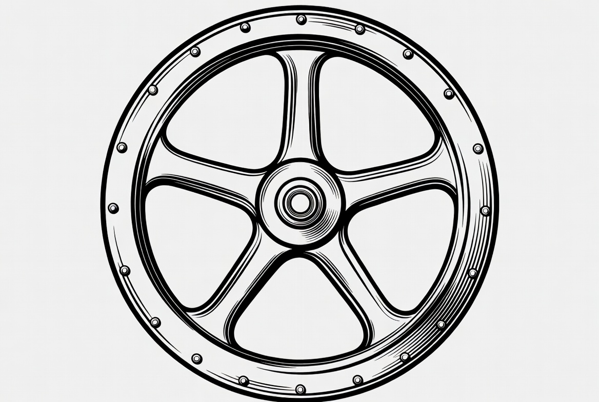 Black and white car wheel illustration Black and white car wheel illustration
