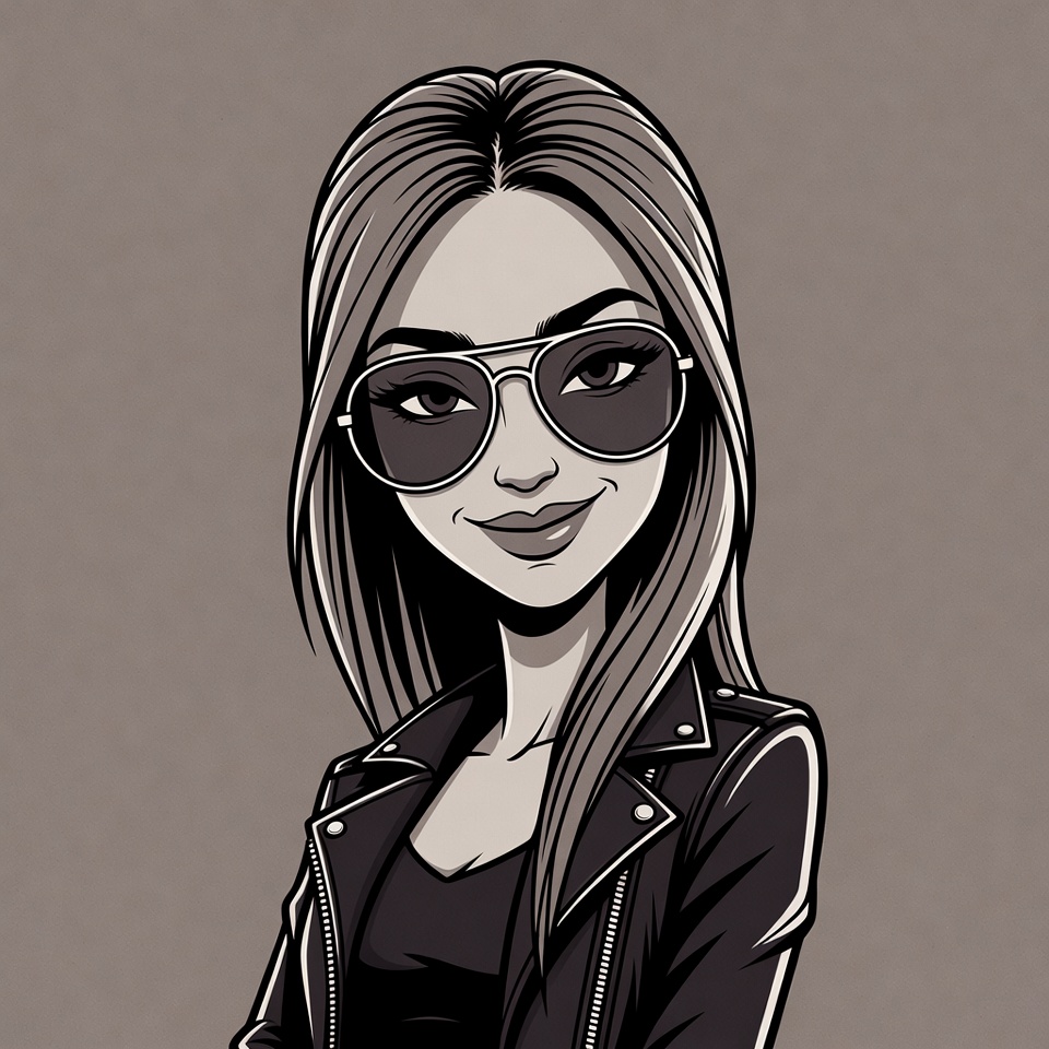 Woman in sunglasses and leather jacket Woman in sunglasses and leather jacket