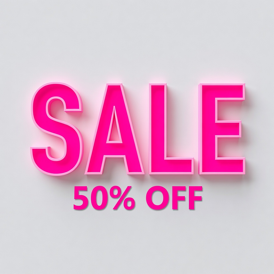 Pink 50% Off Sale Text Pink 50% Off Sale Text