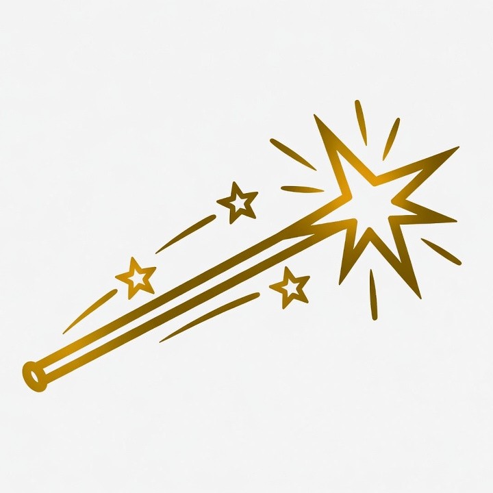 Golden magic wand with stars Golden magic wand with stars
