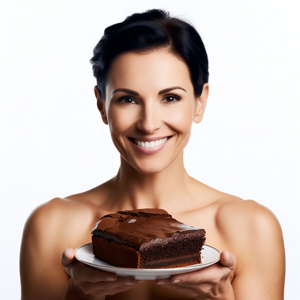 Woman holding chocolate cake Woman holding chocolate cake