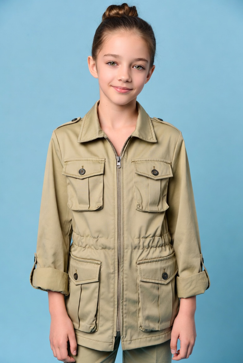 Girl in khaki safari jacket Girl in khaki safari jacket