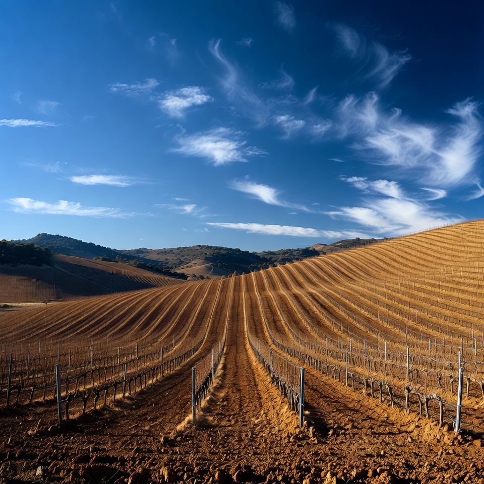 Vineyard Rows in Rolling Hills Vineyard Rows in Rolling Hills