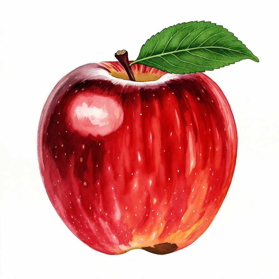Red apple with green leaf Red apple with green leaf