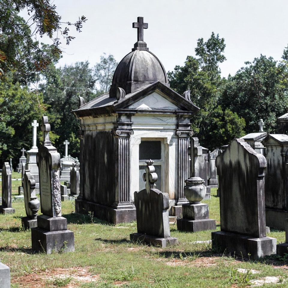 Ornate Mausoleum in Cemetery Ornate Mausoleum in Cemetery