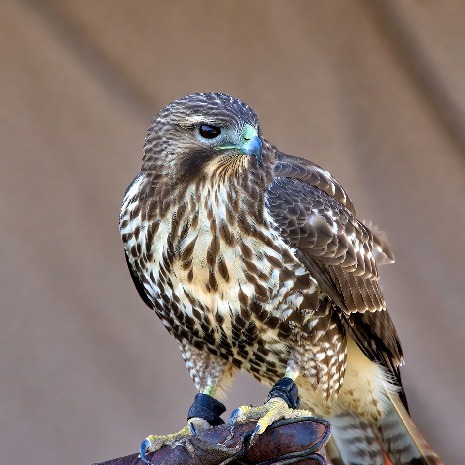 Red-tailed Hawk Perched on Glove Red-tailed Hawk Perched on Glove