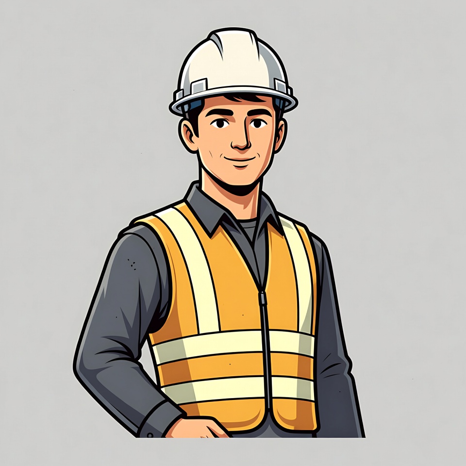 Cartoon construction worker in hard hat Cartoon construction worker in hard hat