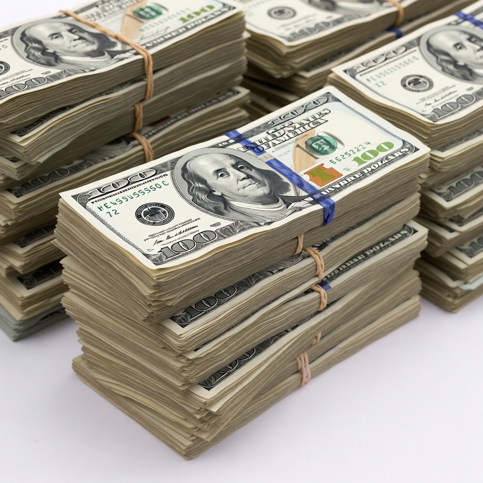 Stacks of US Hundred Dollar Bills Stacks of US Hundred Dollar Bills