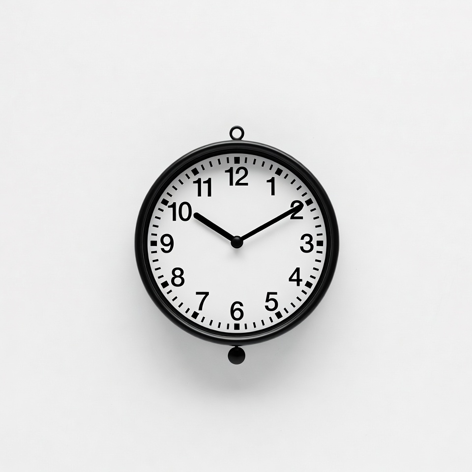 Black wall clock on white background Black wall clock on white background